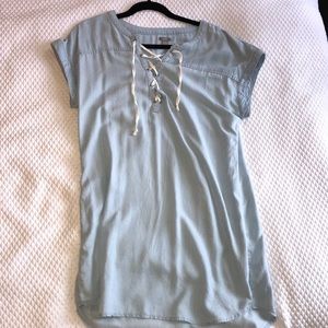 Aerie Chambray Lace front short sleeve dress